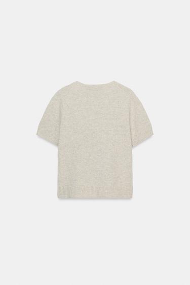100% WOOL SHORT SLEEVE JUMPER - Sand / Marl by Zara - Image 5