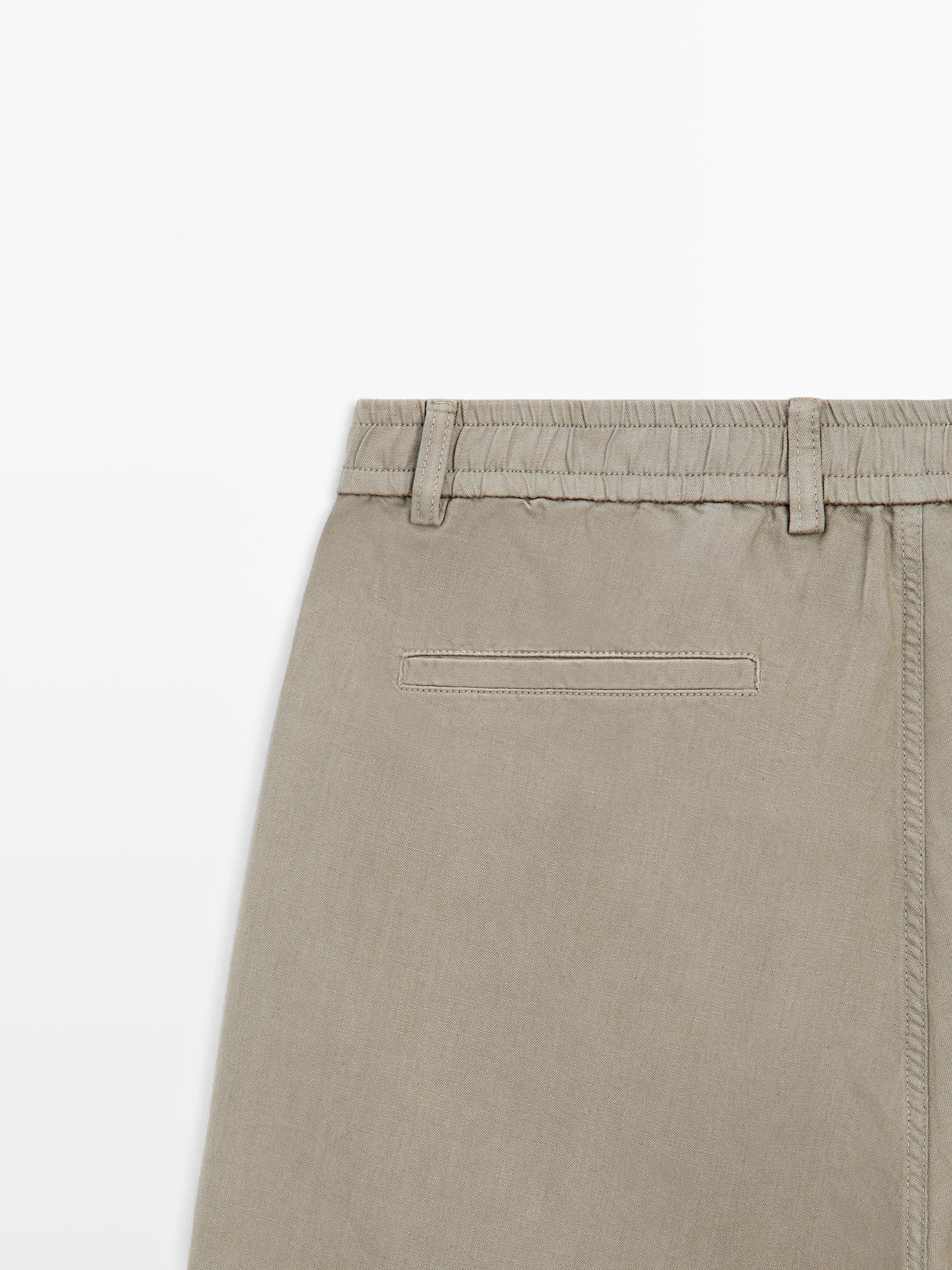 Linen blend Bermuda shorts