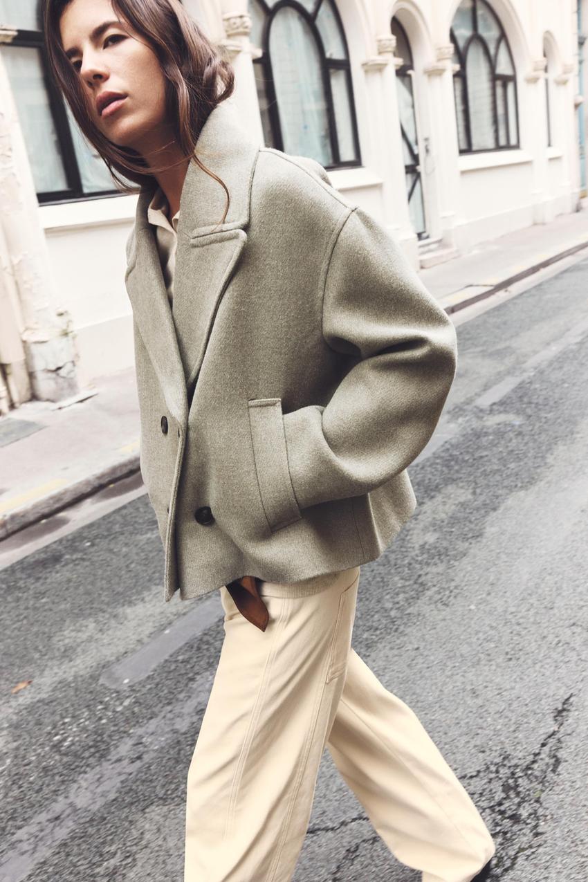 ダブルブレストショート丈コート - ミンク | ZARA Japan / 日本