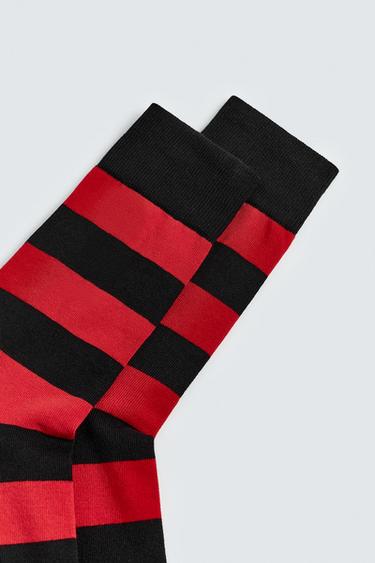 CONTRAST STRIPED SOCKS - Red by Zara - Image 2
