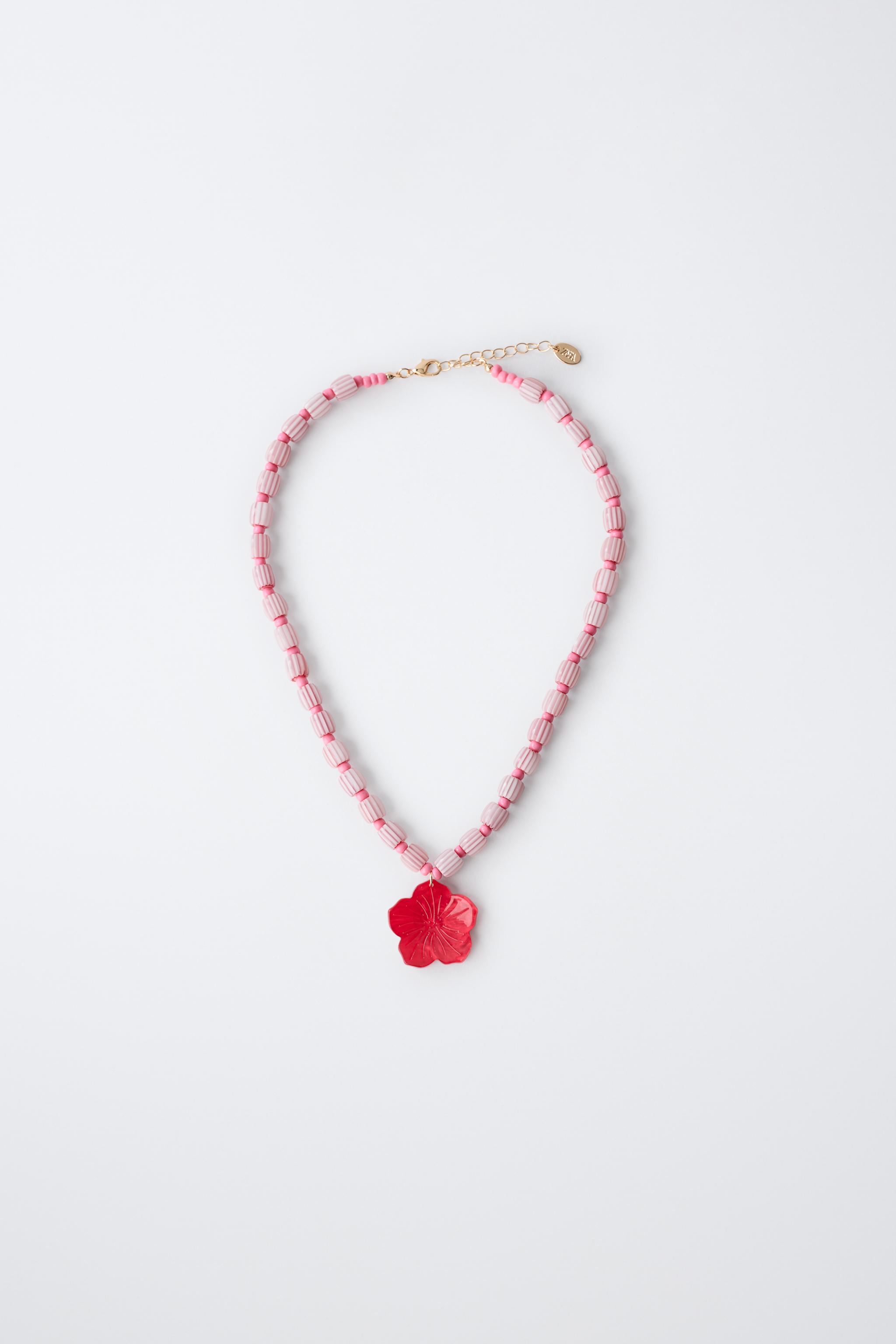 HIBISCUS BEADED NECKLACE
