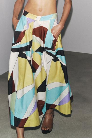 ZW COLLECTION PRINTED MIDI SKIRT - Multicoloured by Zara - Image 1
