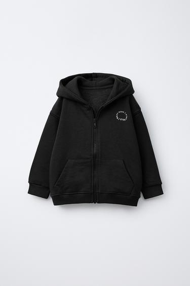SUDADERA CREMALLERA BÁSICA TEXTO - Negro de Zara - Imagen 0
