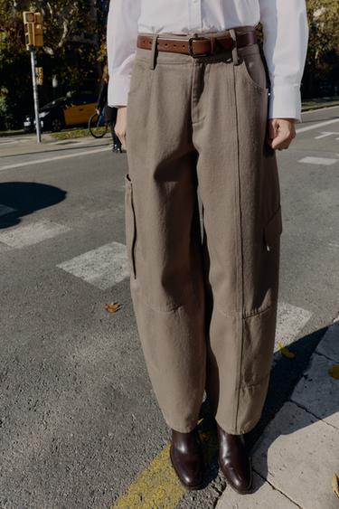CARGO BALLOON TROUSERS - Brown / Taupe by Zara