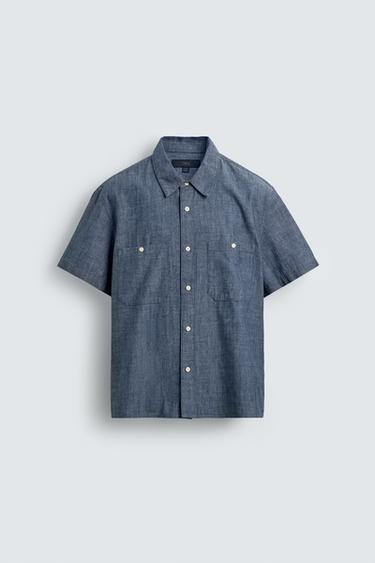 CHAMBRAY DENIM SHIRT - Mid-blue by Zara