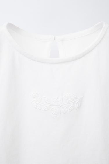 BLOUSE FLEUR BRODÉE PETITS NŒUDS - Blanc de Zara - Image 2