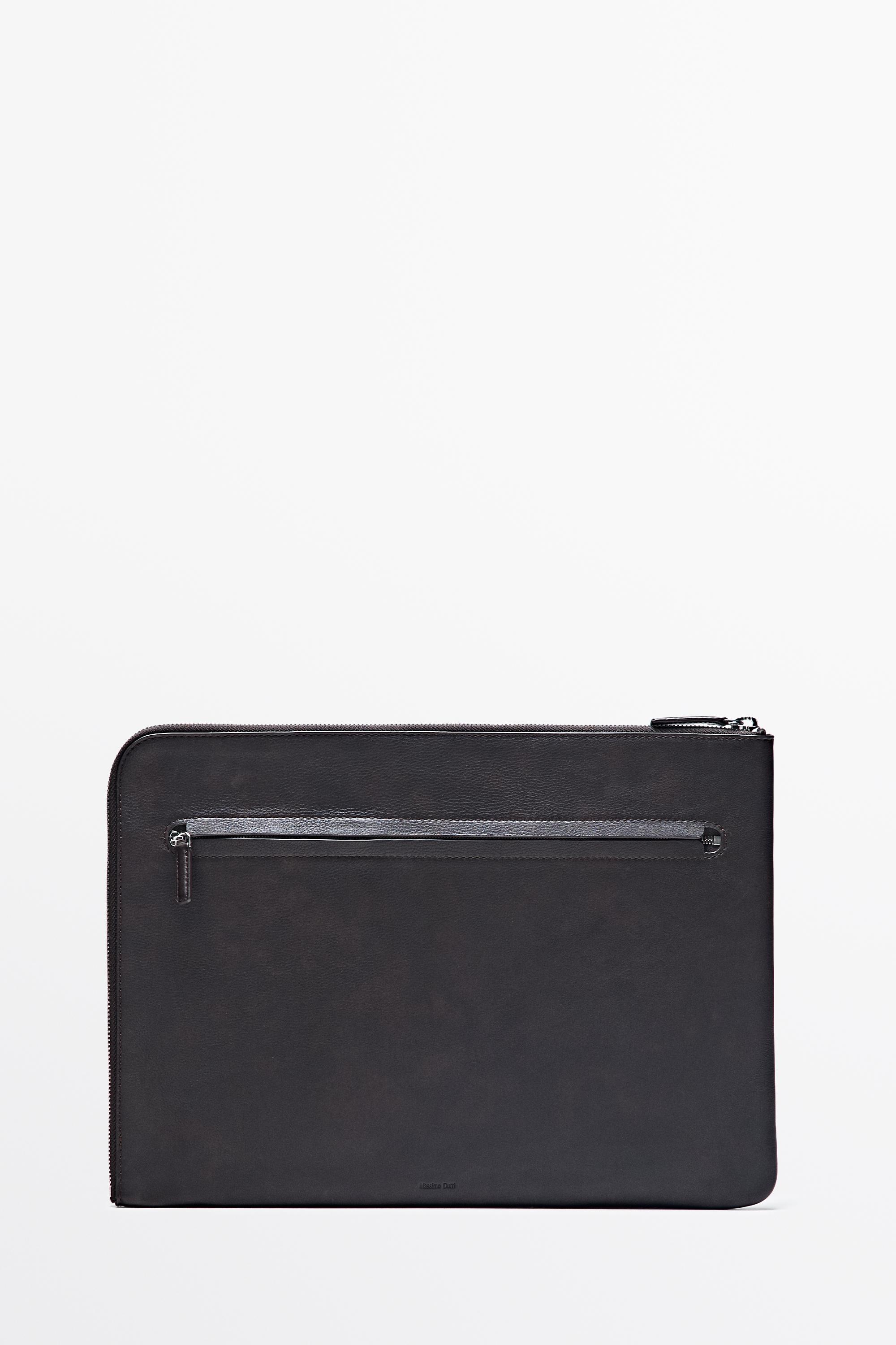 Large nappa leather laptop case