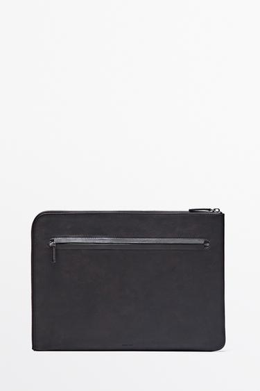 Large nappa leather laptop case — Brown 2