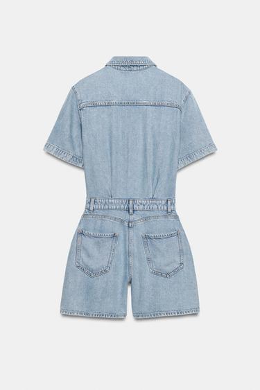 Z1975 SHORT FLOWY DENIM JUMPSUIT - Mid-blue by Zara - Image 8