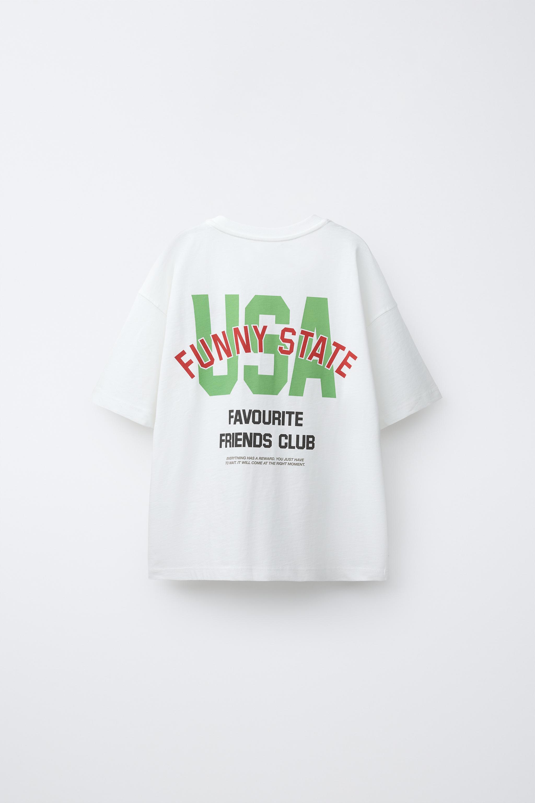SLOGAN PRINT T-SHIRT — Light ecru