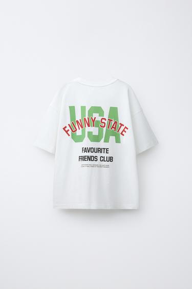 T-SHIRT À INSCRIPTION IMPRIMÉE - Écru clair de Zara - Image 1