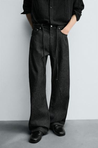 JEANS RELAXED FLARE FIT - Zara 블랙