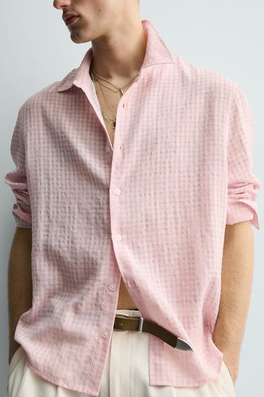 CHEMISE FLUIDE À CARREAUX - Rose pastel de Zara - Image 5