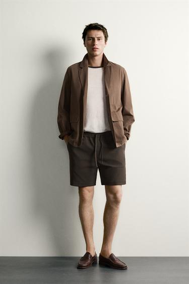 COMFORT TEXTURED BERMUDA SHORTS - Dark brown by Zara