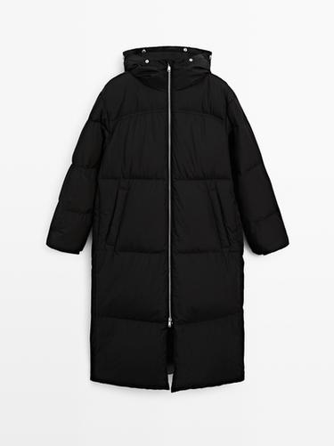 Abrigo largo acolchado water repellent - Negro de Zara