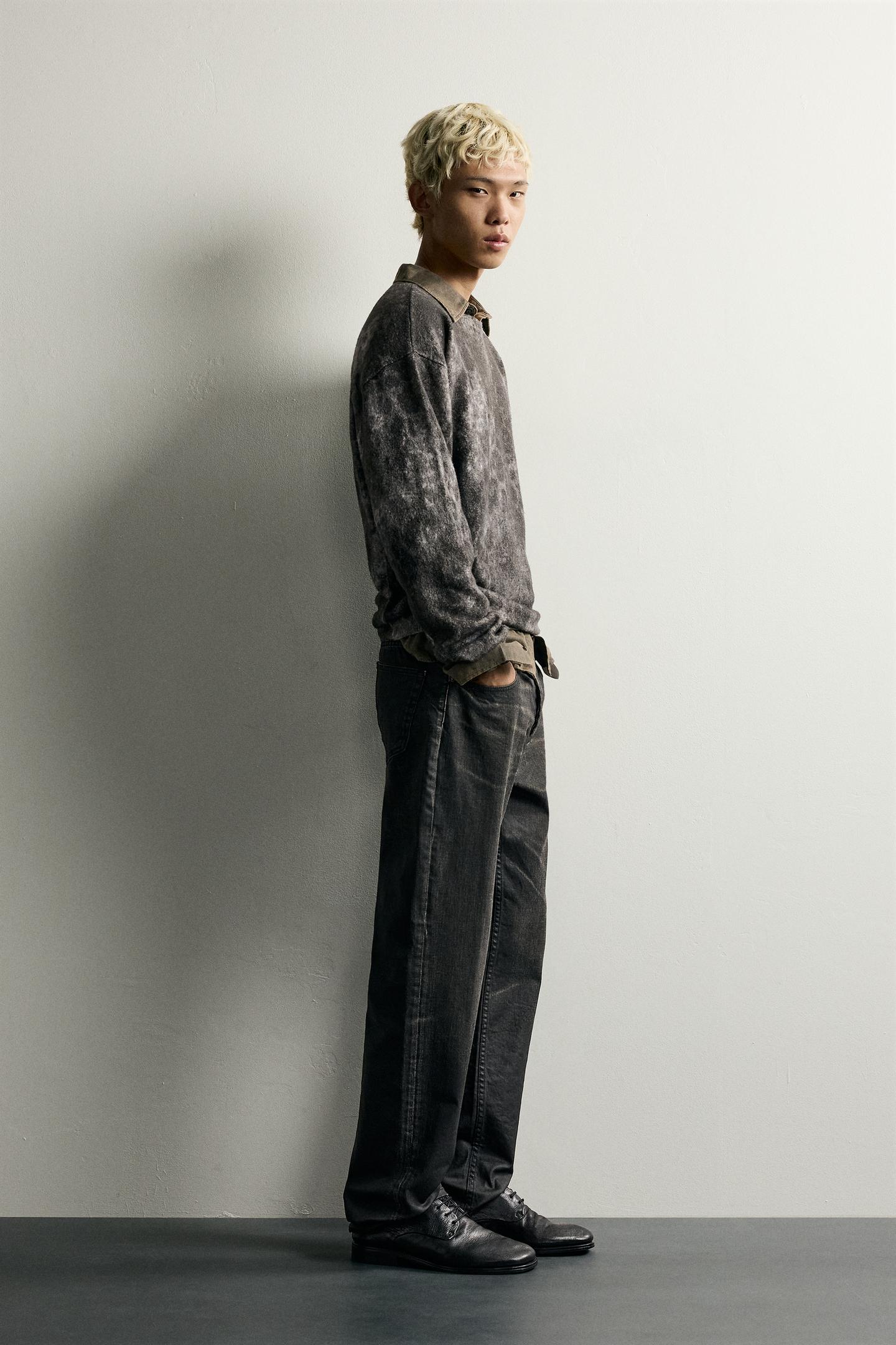 Мужской свитер Zara Abstract Print Relaxed Fit, цвет: Серый — фото 4