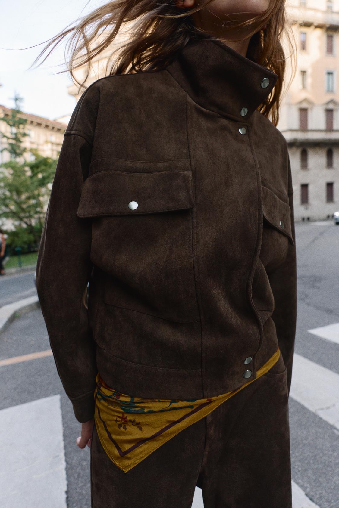 OVERSIZED FAUX SUEDE BOMBER JACKET