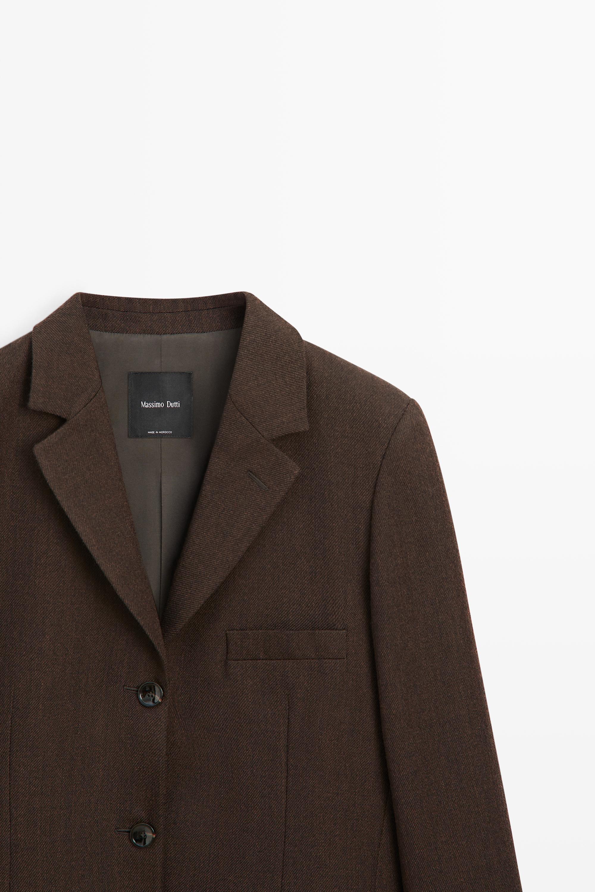 100% wool button detail blazer