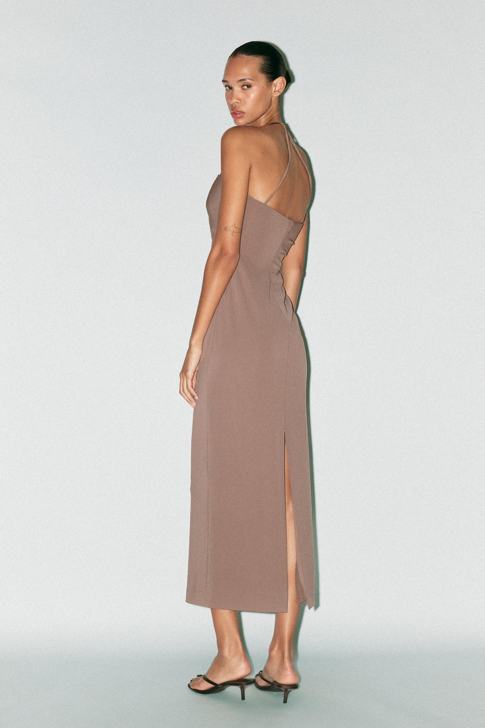 ZARA ジュエリーカラー ミディワンピース 4772/339 ジュエリーカラー ミディワンピース - ダークゴールデンブラウン