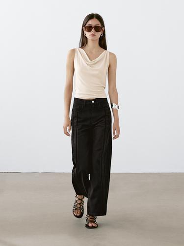 Zara High-waist wide-leg jeans with seam details - Black - Image 0