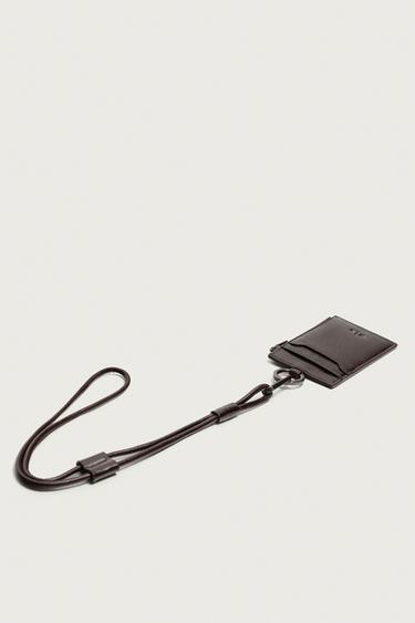 LEATHER LANYARD CARD HOLDER — Brown 2