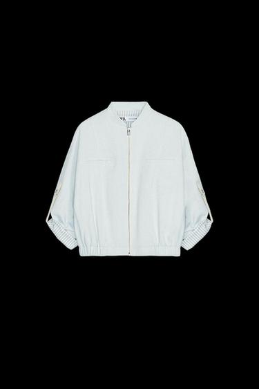 METALLIC THREAD TURN-UP SLEEVE JACKET - Sky blue by Zara - Image 0