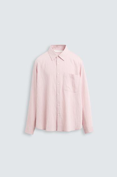 Zara FLOWY STRIPED SHIRT - Pink