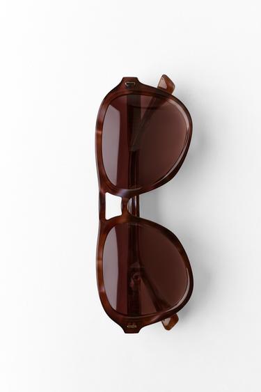 AVIATOR ACETATE SUNGLASSES - Light brown by Zara