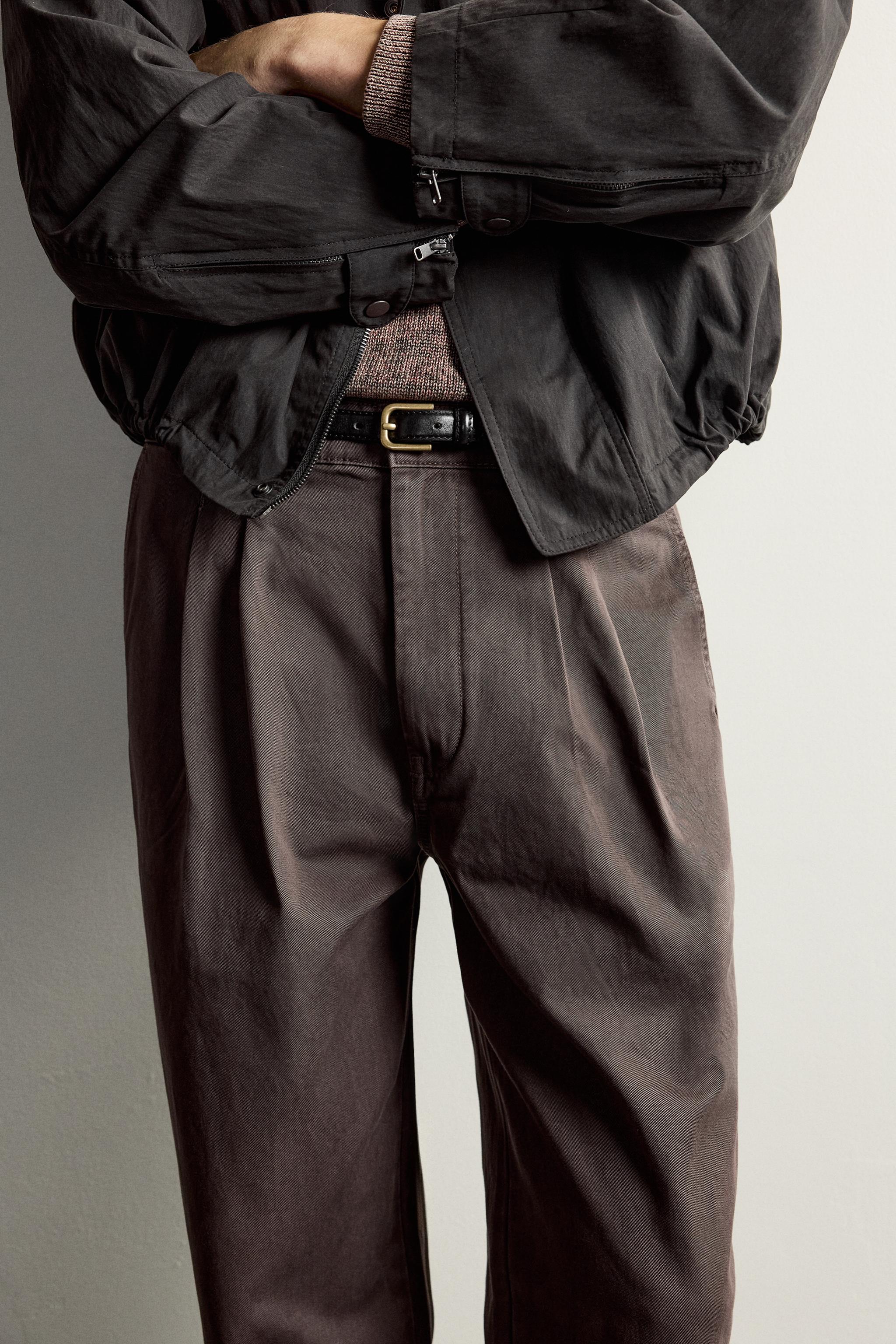 Zara SOLUK EFEKTLİ PİLİLİ RELAXED FIT PANTOLON görsel 5