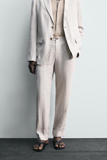 100% LINEN SUIT TROUSERS - Sand by Zara