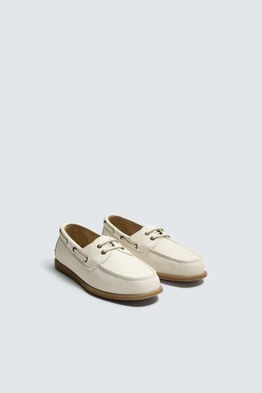 ZAPATO NÁUTICO PIEL - Blanco de Zara