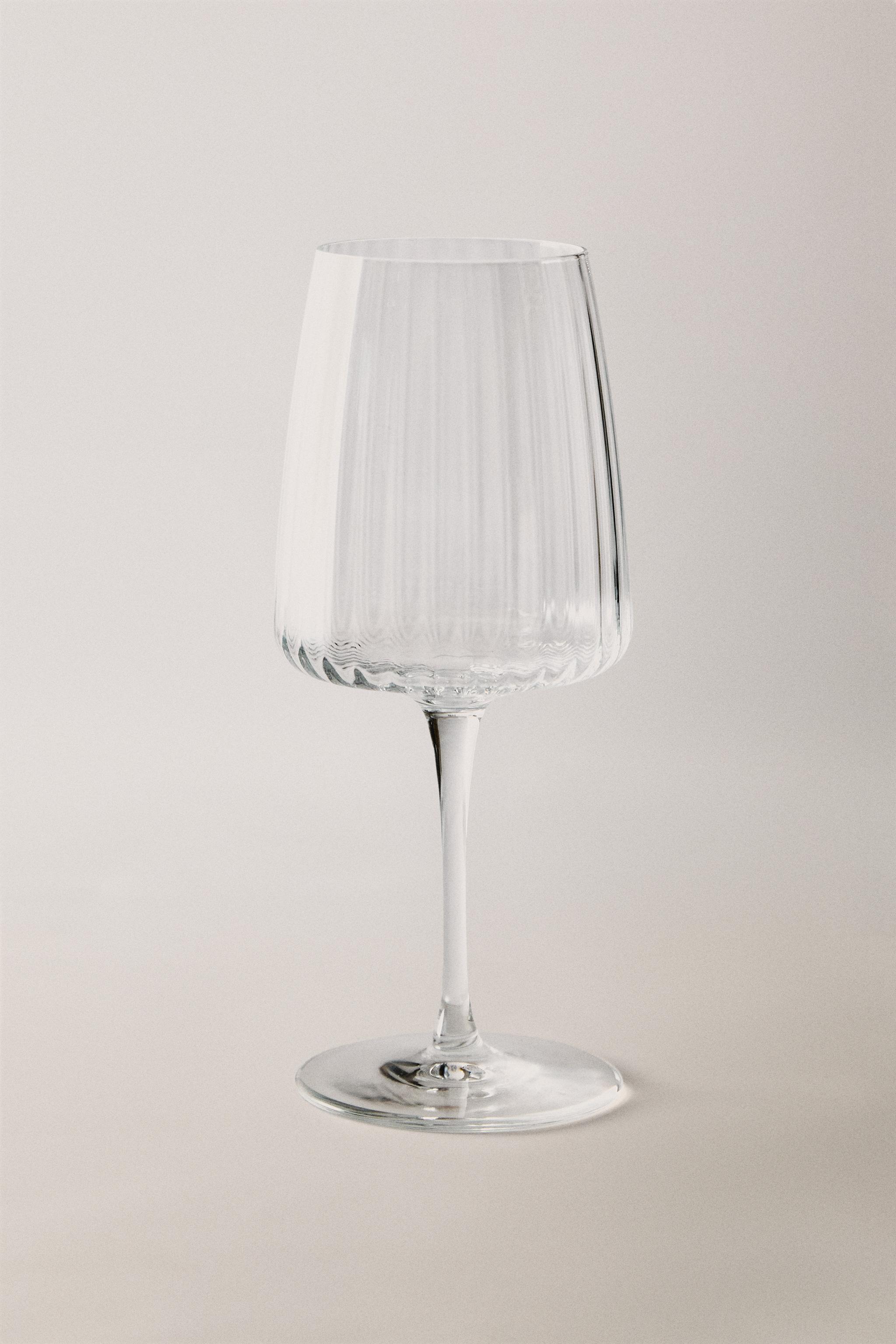 LARGE GLASS WITH LINES — Transparent