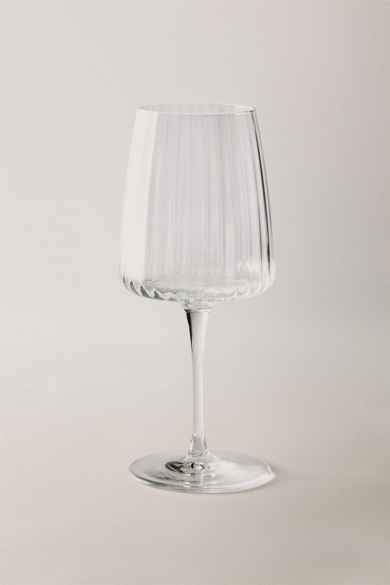 LARGE GLASS WITH LINES — Transparent