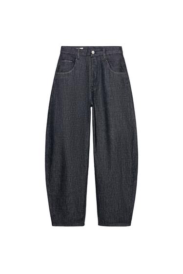 TRF HIGH-WAIST BARREL JEANS - Dark indigo by Zara