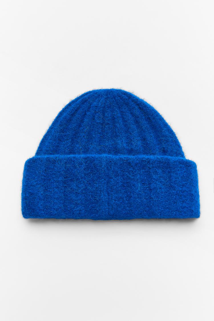BASIC TURN-UP KNIT BEANIE — Bluish