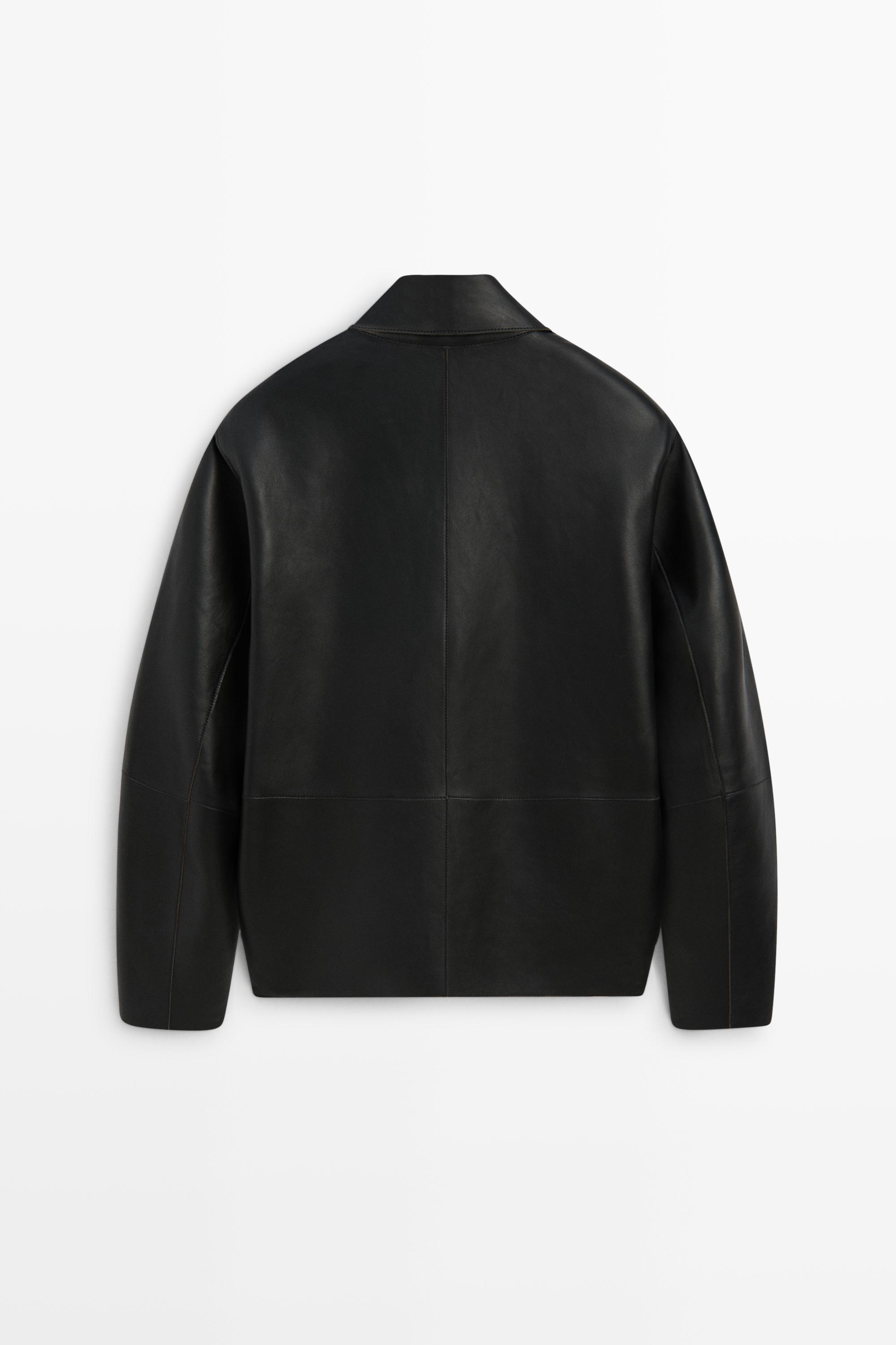 Veste avec boutons en cuir nappa