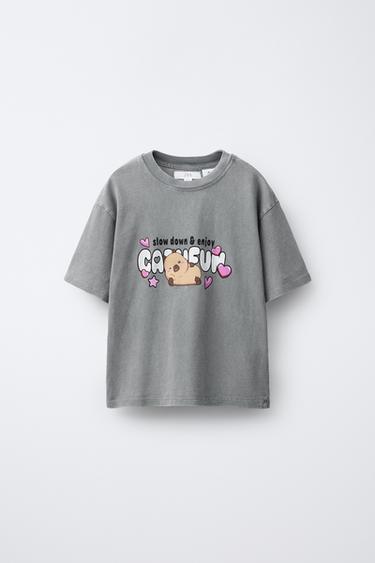 FADED-EFFECT CAPYBARA CAPYFUN © T-SHIRT - Anthracite grey by Zara - Image 0