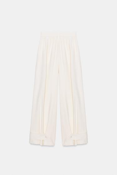 PANTALON FLUIDE À BAS AJUSTABLE - Blanc cassé de Zara - Image 6