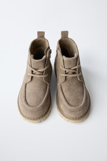 LEATHER BORDÓN BOOTS - Taupe Grey by Zara - Image 3