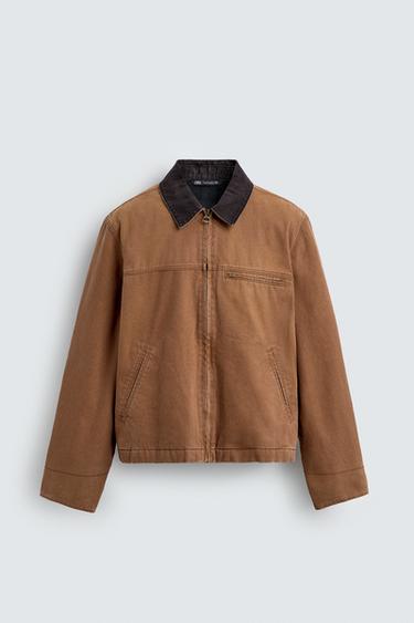 Zara WASHED PUFFER JACKET - taupe brown