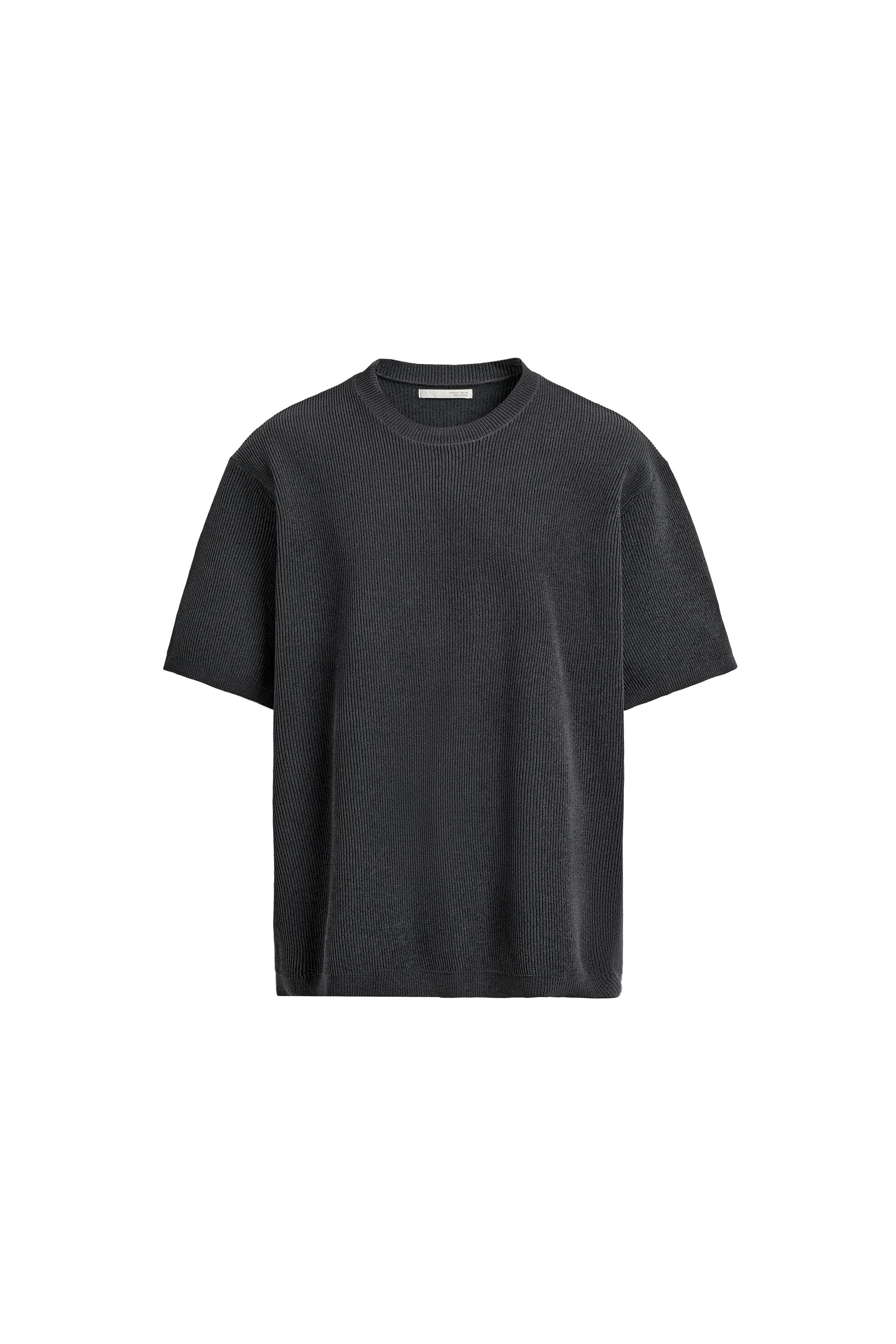 シェニールテクスチャーニットTシャツ - ブラック | ZARA Japan / 日本