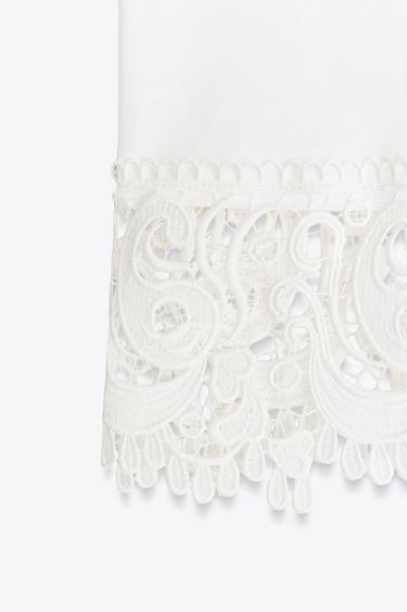 T-SHIRT COMBINÉ GUIPURE - Blanc cassé de Zara - Image 8