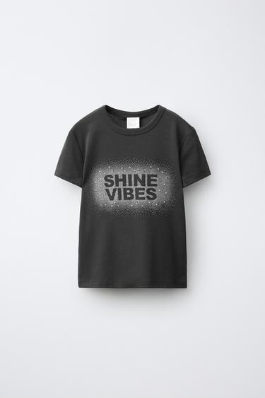 STUD PRINT T-SHIRT - Anthracite grey by Zara - Image 0