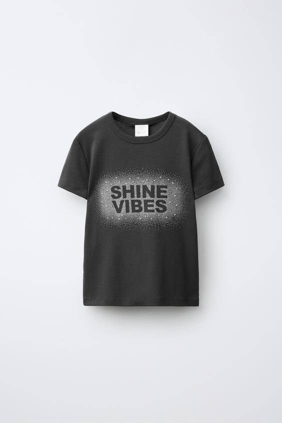 CAMISETA ESTAMPADO TACHAS - Gris antracita de Zara - Imagen 0