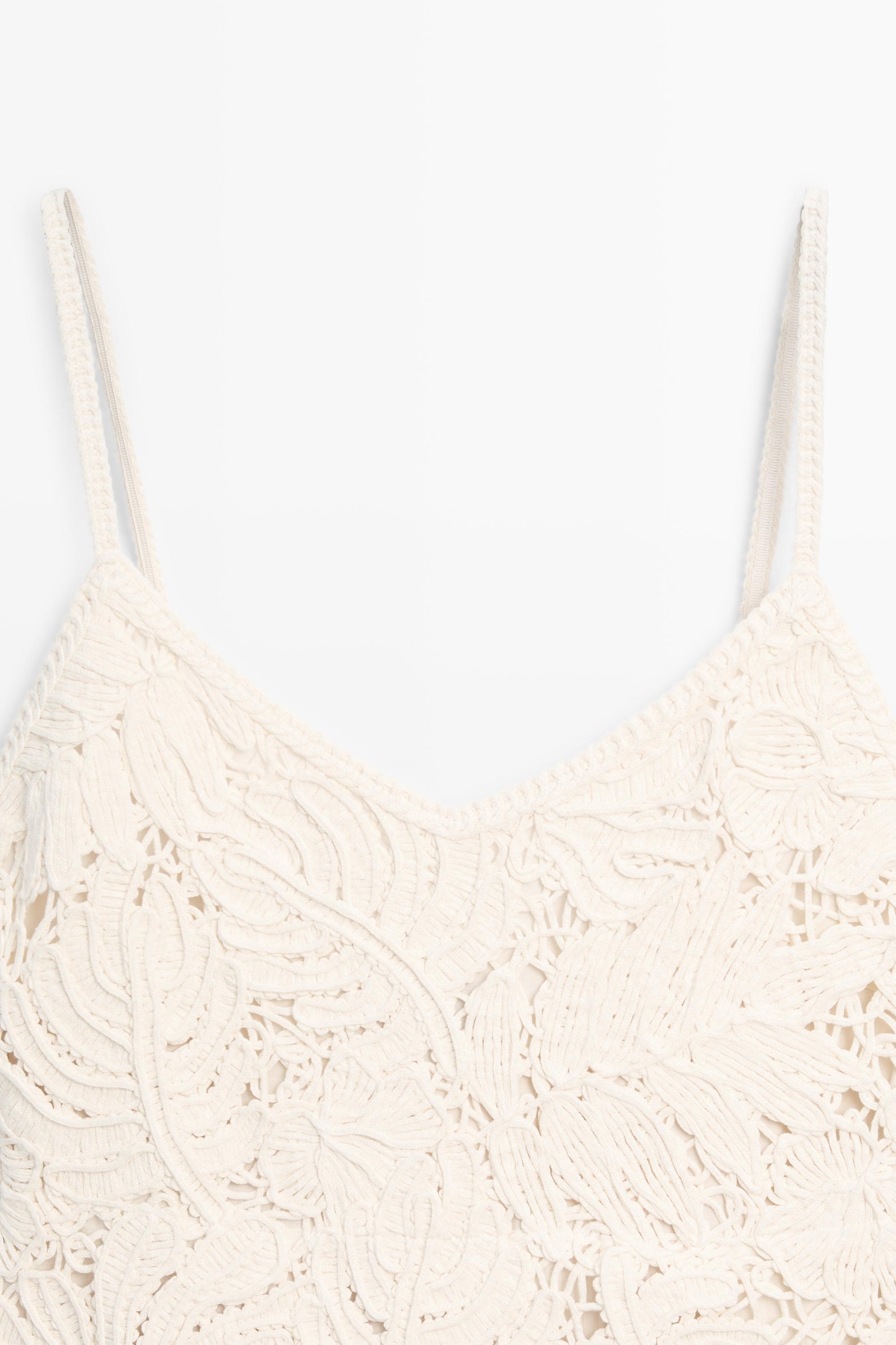 Long dress with contrast crochet detail