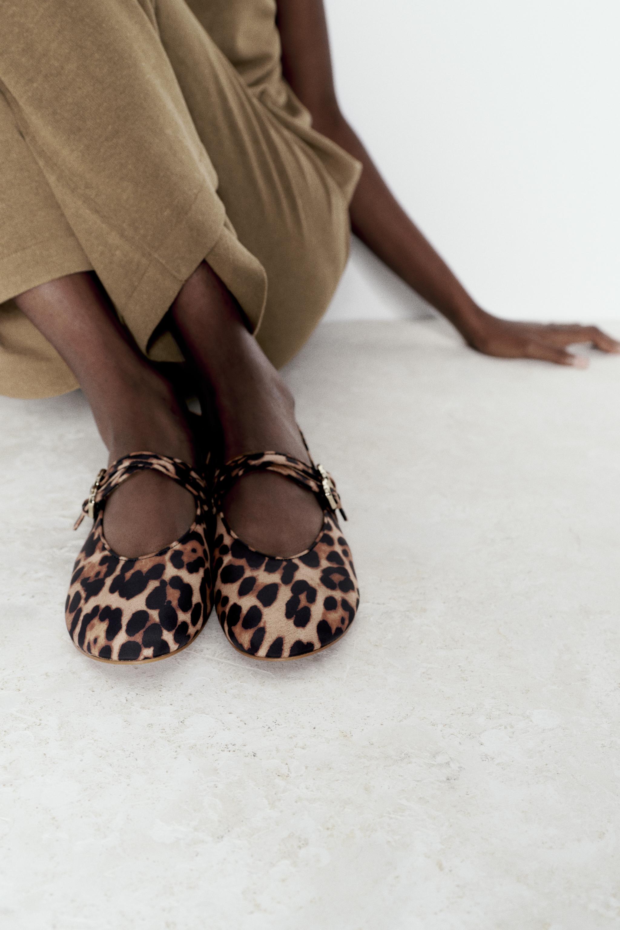 ANIMAL PRINT DOUBLE STRAP MARY JANES STRAP BALLET FLATS