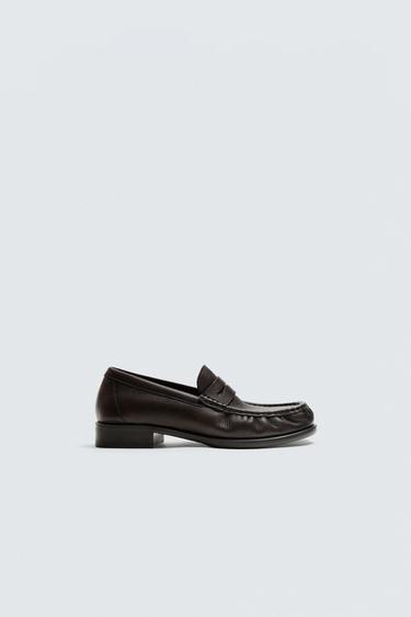 LEATHER LOAFERS LIMITED EDITION - Dark tan by Zara