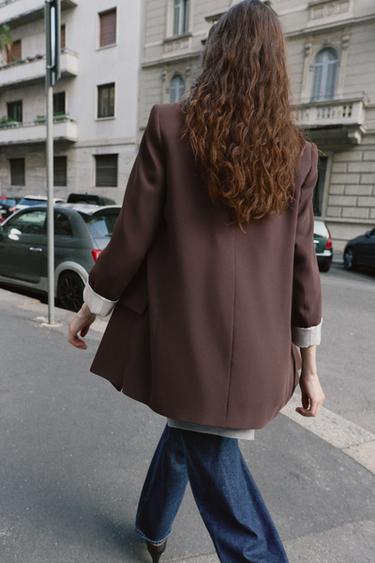 VESTE POIGNETS IMPRIMÉS - Marron de Zara - Image 3