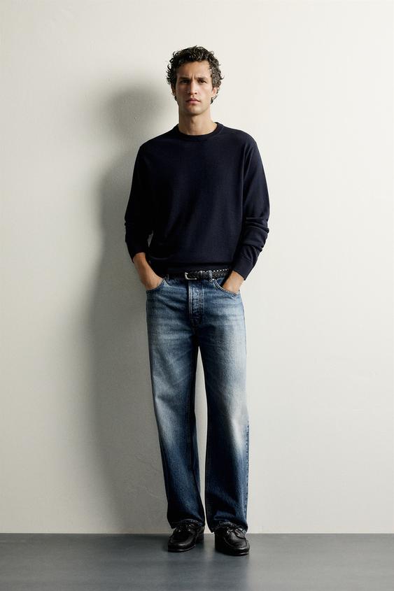 PULL REGULAR FIT 100 % LAINE - Bleu marine de Zara - Image 0