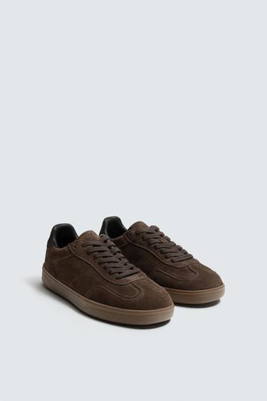 LEATHER TRAINERS - Brown by Zara